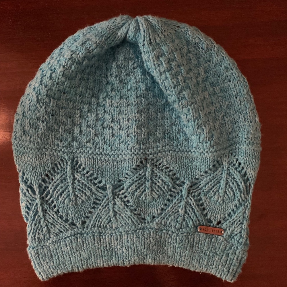 Super cute, trendy light blue hollister beanie/hat. great for winter
